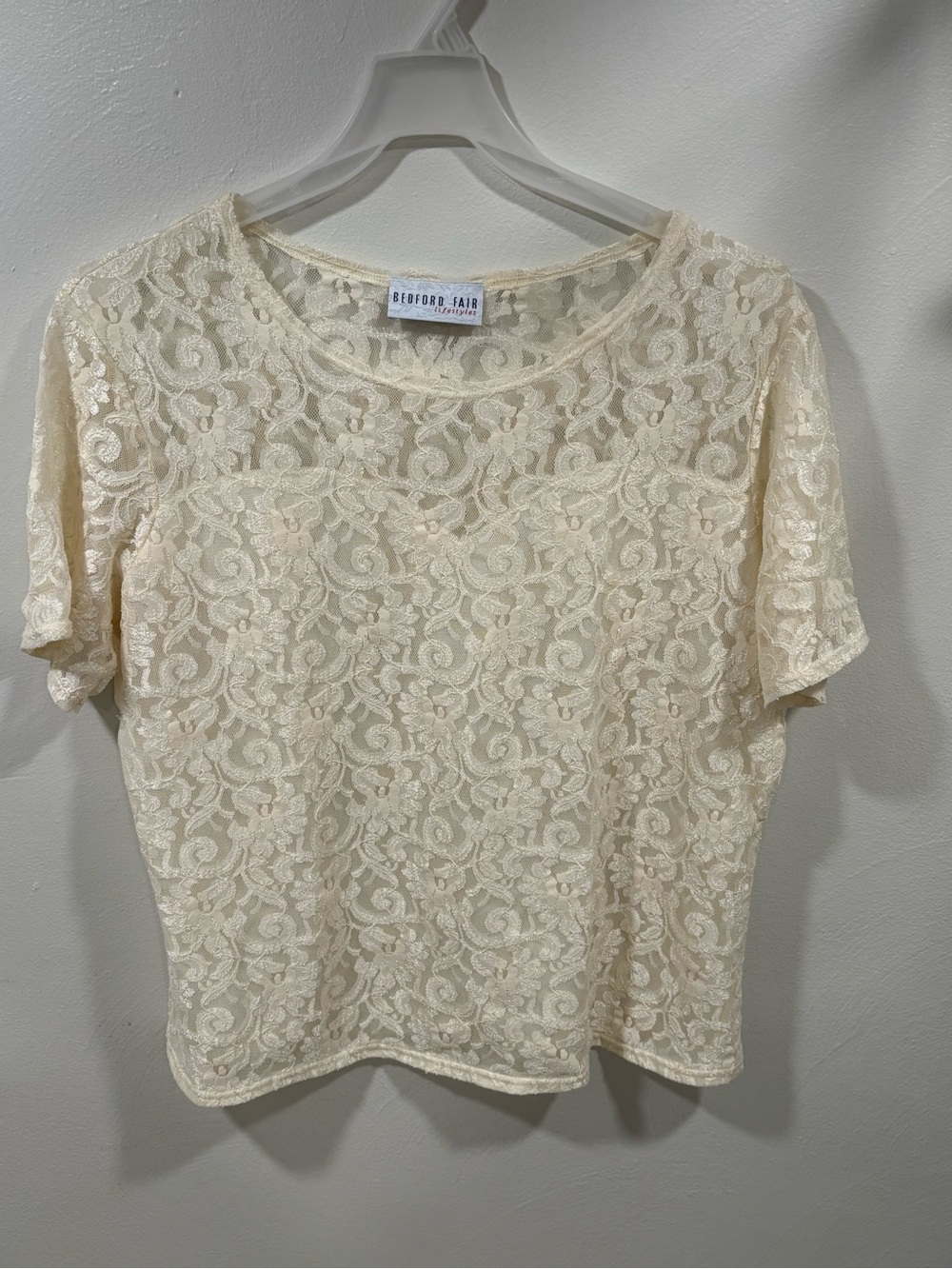 Cream Lace Short Sleeve Tee Size XLP